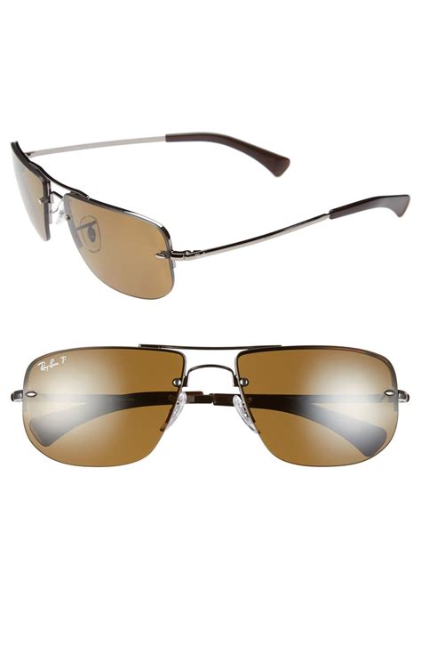 ray ban titanium semi-rimless rectangle sunglasses|ray ban retro semi rimless glasses.